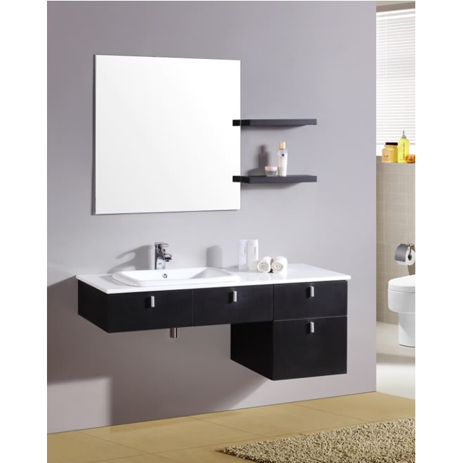Gabinete de baño Kelly 120 negro con espejo y estantes en p. OFERTA