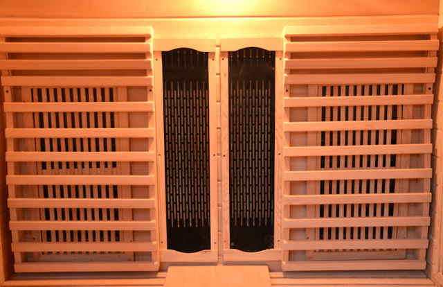 Sauna de infrarrojos 130x130x200 con vidrio opaco para 2 personas hecha de  abeto canadiense en un color claro