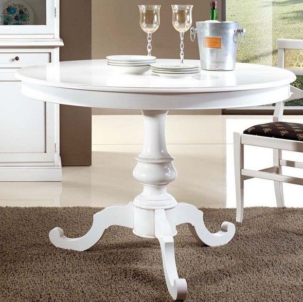 Furnishing Furniture Round Table Vivian Model Matt White Colour
