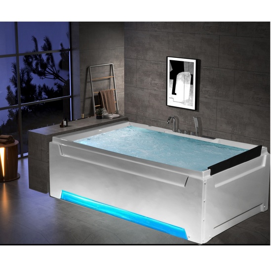 Whirlpool bathtub 185x125 cm with chromotherapy ozone therapy bluetooth 24  jets heater VS113