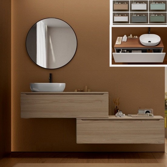 Mueble de pared GARDA 120 cm para lavabos sobre encimera en 7