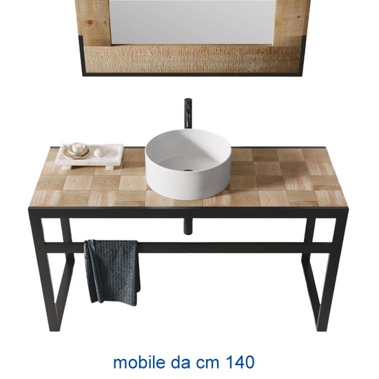 VIVACE Mueble bajo lavabo de pie simple de madera con espejo By ARBLU
