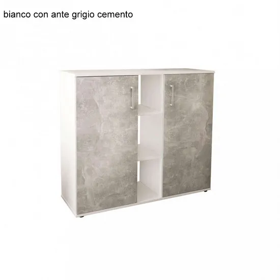 Armario Multiuso 2 Puertas Color Blanco Y Cemento 