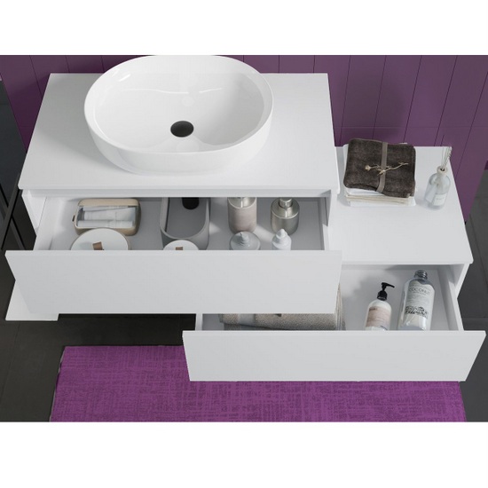 VBChome Mueble bajo para lavabo de 50 cm, lavabo con 2 cajones, mueble de  baño, color blanco brillante