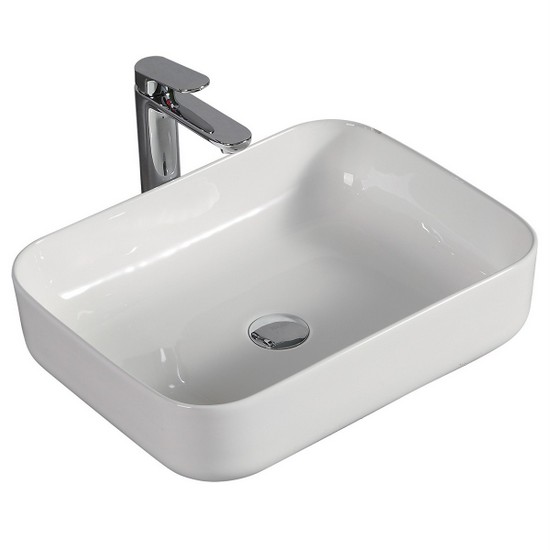 Glossy white ceramic countertop washbasin 51x39 cm rectangular LAV67
