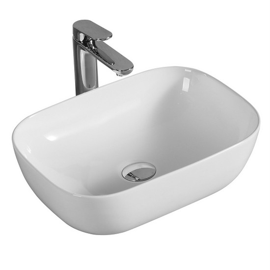 Rectangular countertop washbasin with rounded corners available in 2 sizes colour glossy white LAV69