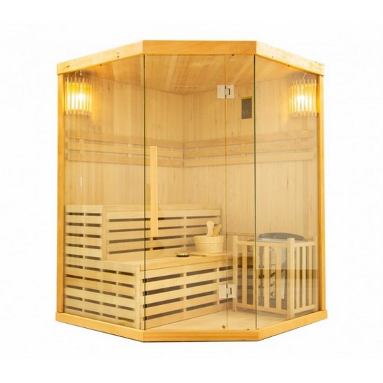 Sauna finlandesa 150x150 cm Estufa de 3 plazas con piedras