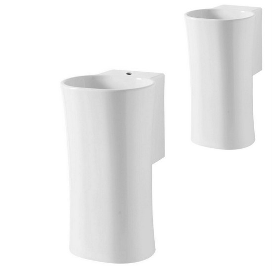 35x37 cm rounded gloss white freestanding washbasin with or without tap hole LAV76