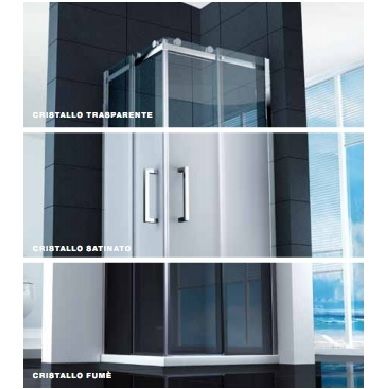 Cabine de douche d'angle  carrée ou rectangulaire hauteur 190 cm en verre transparent 8 mm, opaque ou fumé en plusieurs dimensions BOX007