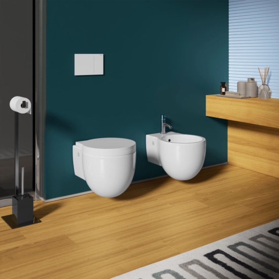 Paire de bidets et de toilettes Vallelunga avec couvercle à fermeture  progressive design moderne et peu encombrant