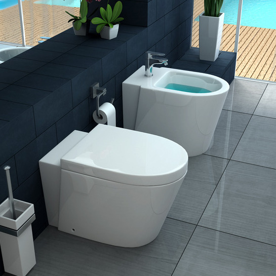 Wall-hung or wall-hung WC and bidet WC with soft closing close Icra go