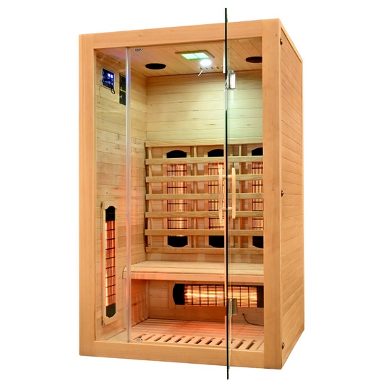 Sauna de infrarrojos 120x105 cm 2 plazas 6 radiadores de espectro completo  y función cromoterapia SN047