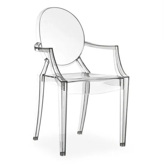 Transparent polycarbonate indoor chair with armrests SE03