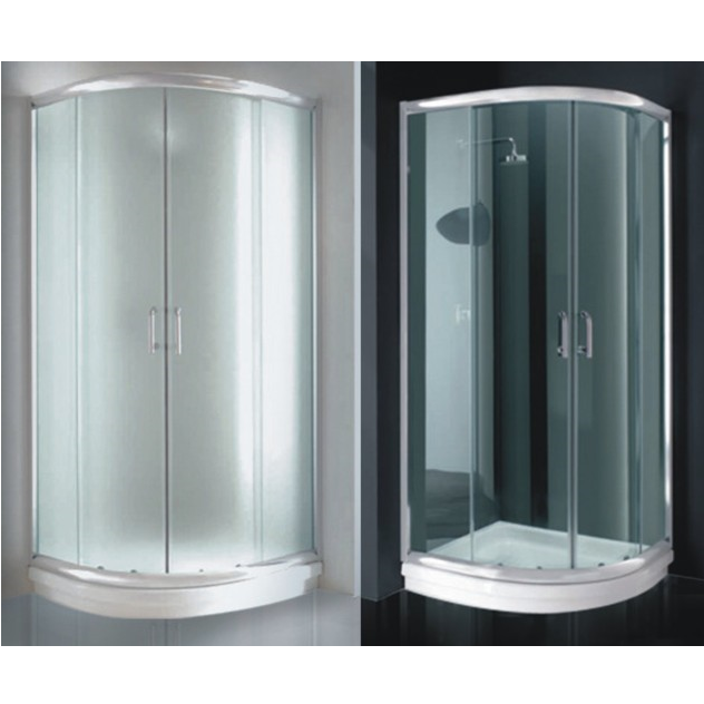 Cabine de douche en verre semi-circulaire transparent ou opaque ouverture coulissante 80x80 ou 90x90 BOX005