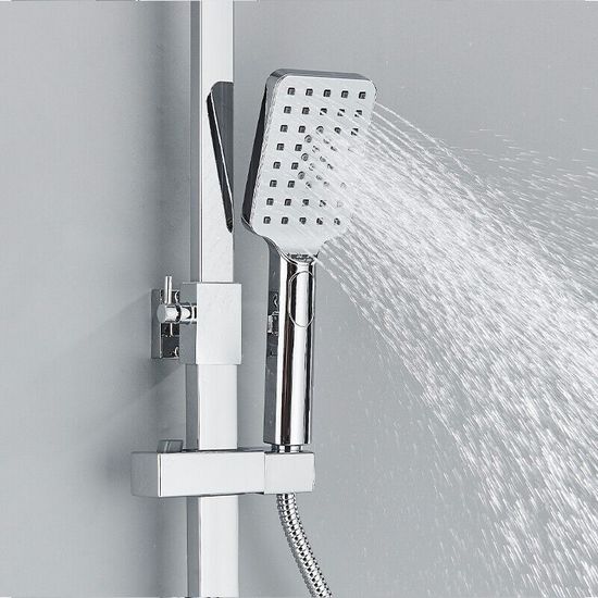 Système de douche Mélangeur de douche thermostatique Vanne de dérivation en  laiton Barre de douche Grande tête, Tuyau de douche à rampe montante  exposée à hauteur réglable Ensemble de mitigeur de do 