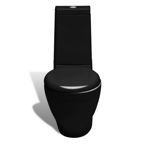 Black Tiefspül- oder Hänge-WC mit BIdet, in schwarz, oval, WC-Deckel mit  soft-close-System