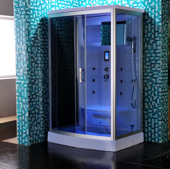 Cabina de ducha hidromasaje 120x90 cm baño turco completo opcional