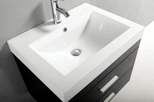 Black bathroom cabinet, cm 60, with marble-resin washbasin, mixer faucet and drain, Venus model