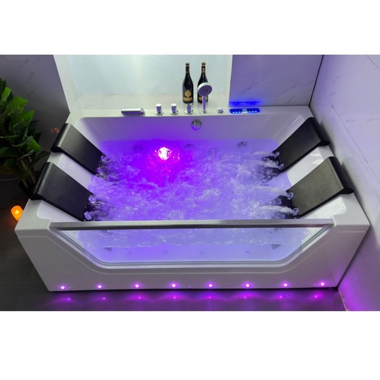 Baignoire balnéo rectangulaire en acrylique autoportante de Foshan, jacuzzi avec massage hydrothérapeutique - Chine Baignoire de massage, baignoire jacuzzi